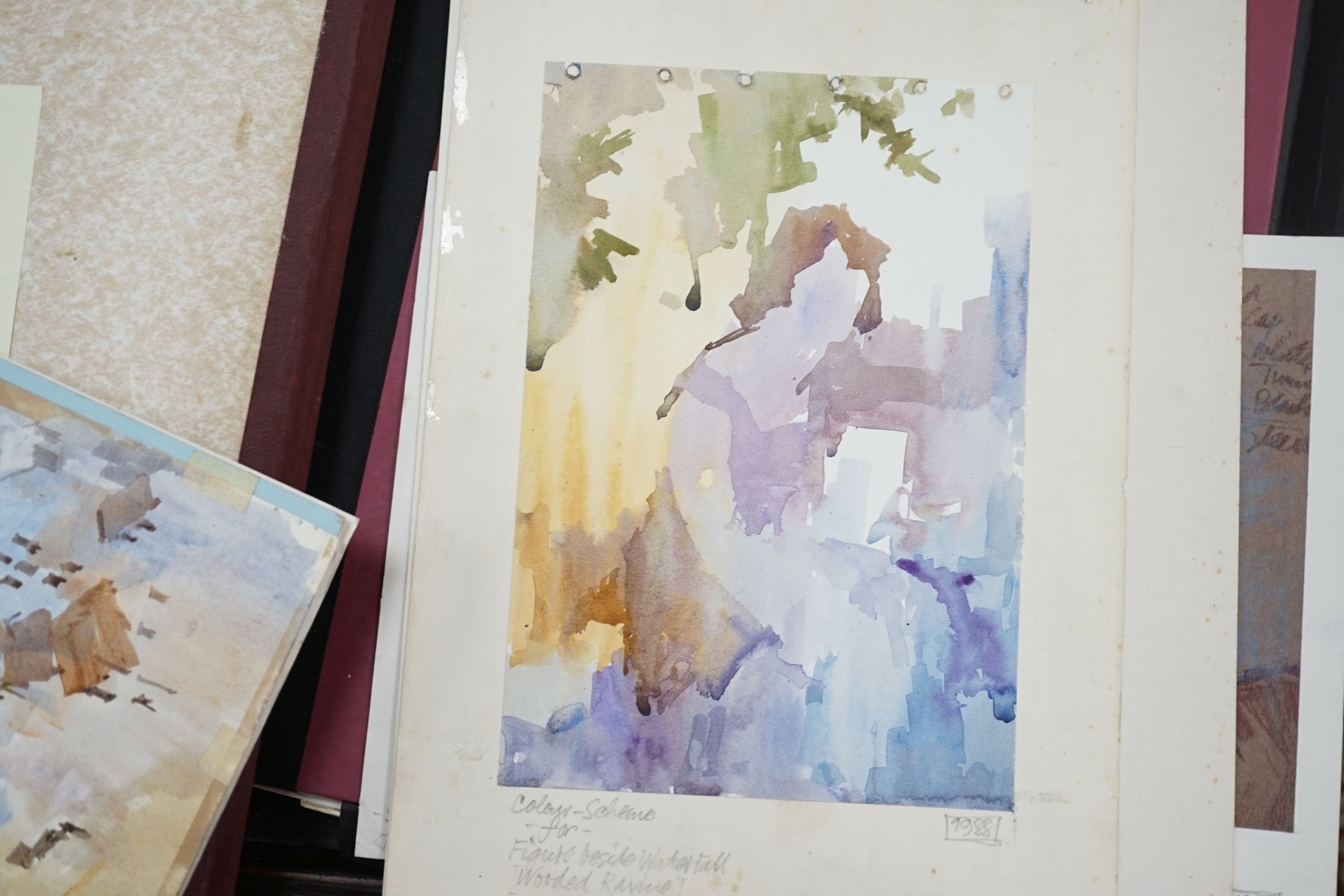 Michael Cadman (1920-2012), folio of assorted watercolours, landscape, figure, animal and bird studies, some signed and inscribed, largest 38.5 cm X 28 cm